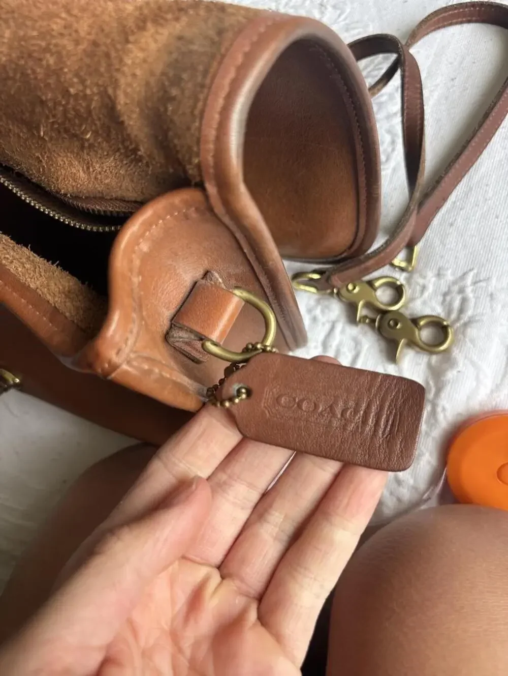 Vintage Coach Ridgefield Flap Crossbody Bag - British Tan  Style 9812
